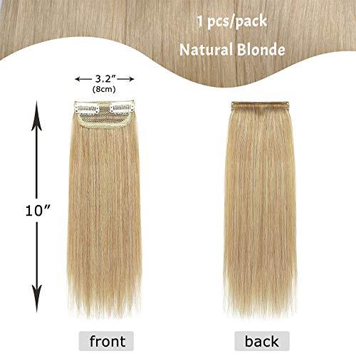 S-noilite S-noilite Clip in Hair Extensions for Short Hair 100% Real Human Hair 1PCS 2 Clips Clip in Hairpieces For Women with Thinning Hair Add Hair Volume 15g 10Inch-Natural Blonde