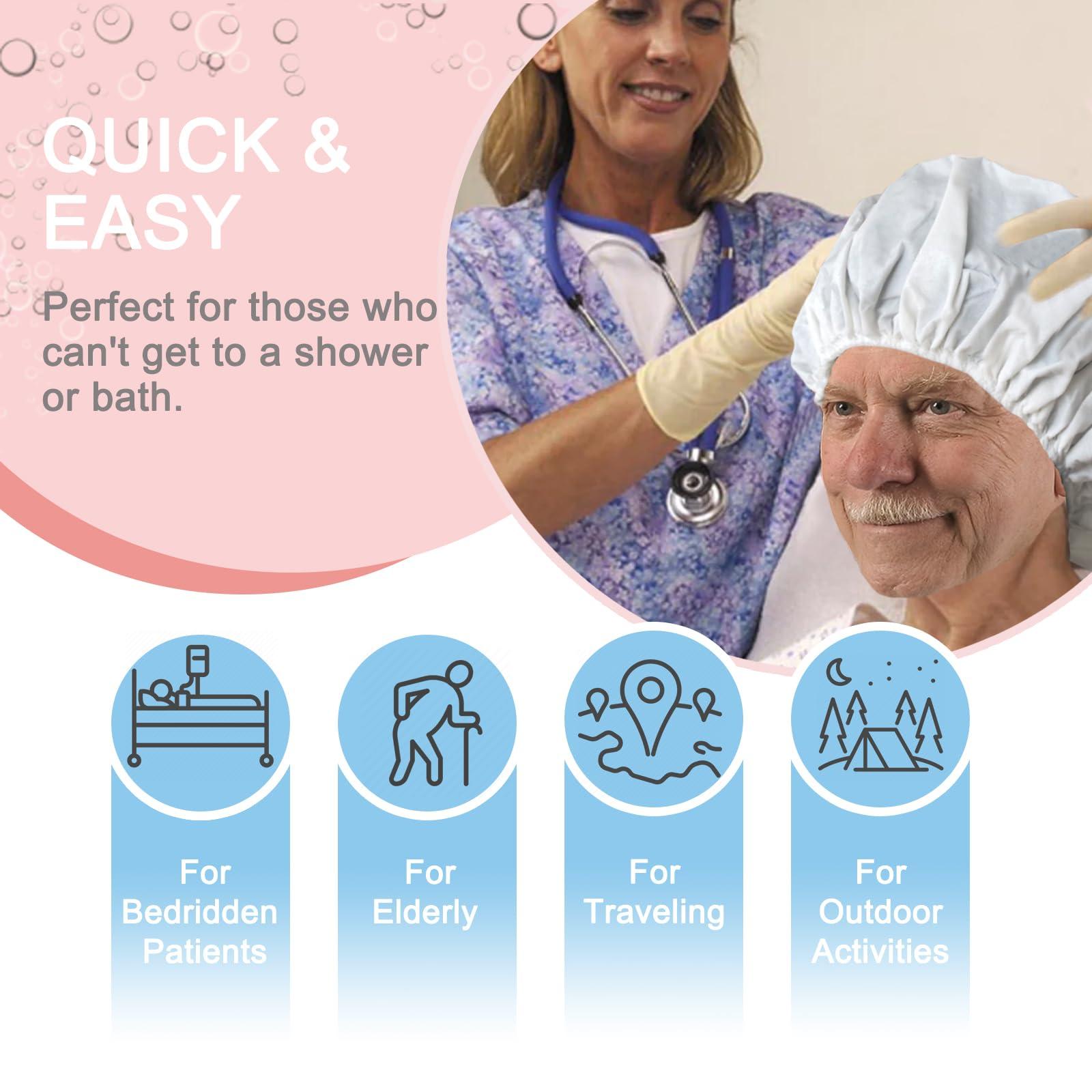 okmaba okmaba No Rinse Shampoo Caps(6-Pack), Shampoo Shower Cap No Rinse, Waterless Shampoo Caps for Elderly, Hair Washing Caps for Elderly, Dry Shampoo Caps for Bedridden Patients