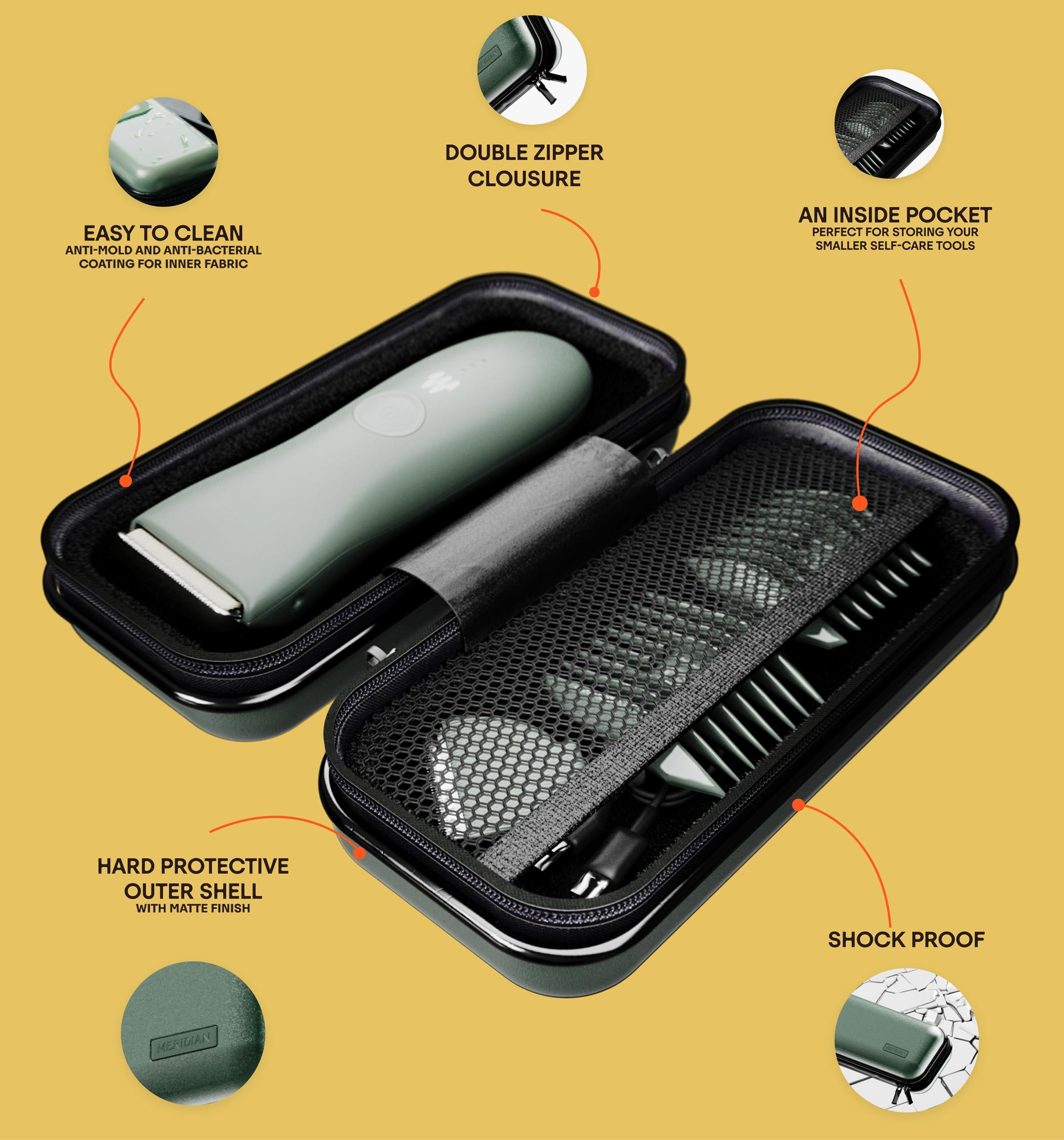 MERIDIAN MERIDIAN Body Hair Trimmer for Men Balls, Bikini Trimmer and Hard Case - Sage