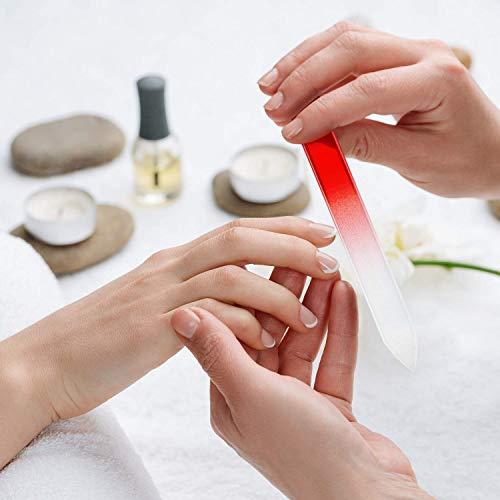 LPOne 6 Pcs Glass Nail File with Clear Protective Case,Crystal Fingernail Files,Professional Rainbow Colors Manicure,Double Sided Finger Nails Care for Women Girls(14 x 1 x 0.3 cm)