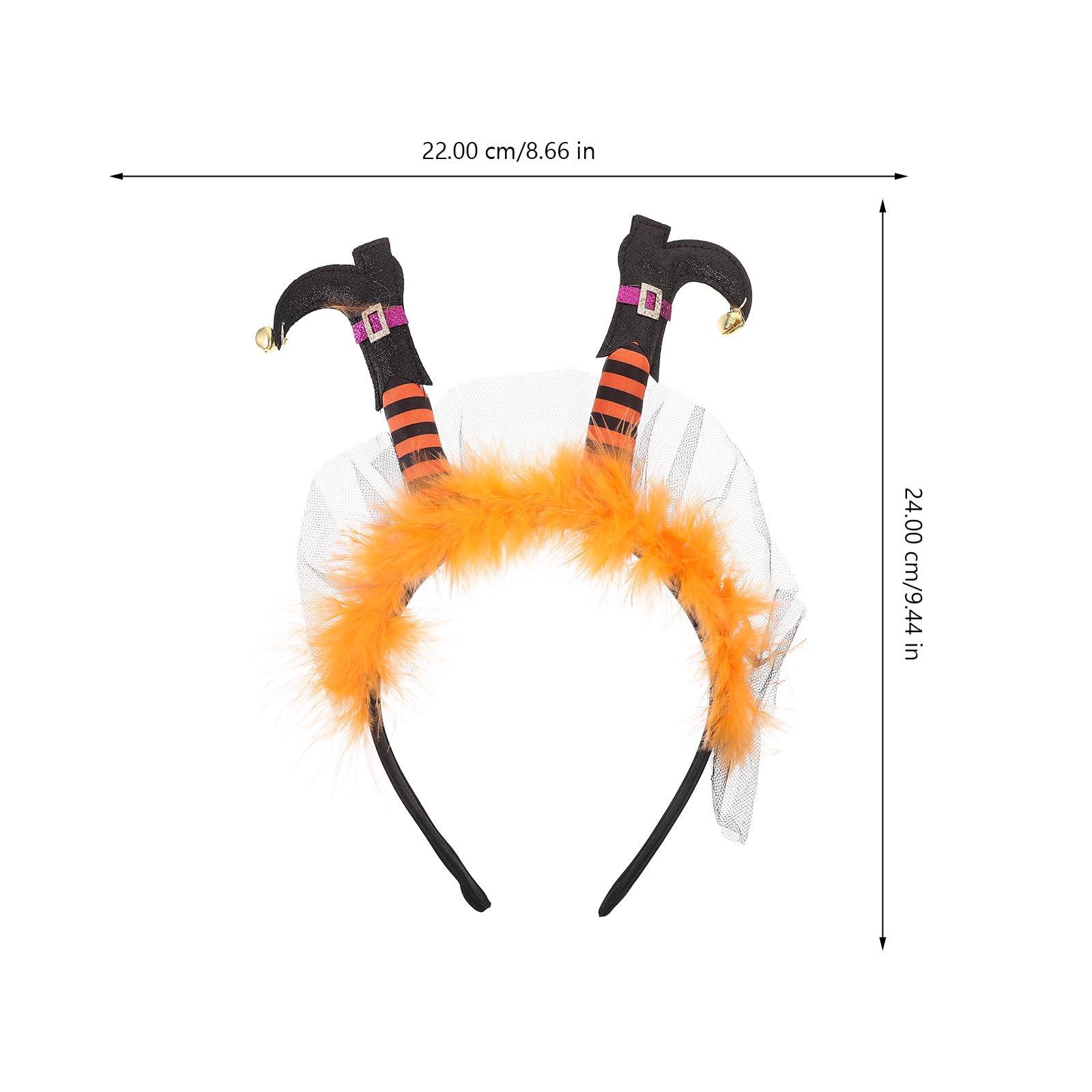 LOGOFUN LOGOFUN Halloween Witch Foot Headband Unique Witch Legs Hair Band Halloween Cosplay Headband for Costume Dress up Party - Orange