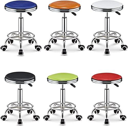 DEKD DEKD Round Rolling Stool Bar Stool Bar Stool with Wheels, Kitchen Island High Stool Adjustable Height Swivel Chair Home Office PU Leather Round Bar Chair (Color : F, Size : 33 * 39-51CM)