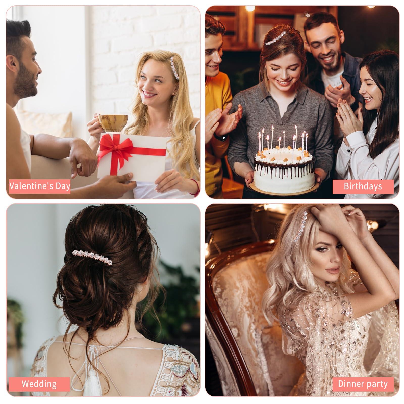 KALIONE 2 Pieces Rhinestone Hair Side Comb 20 Teeth Decorative Hair Combs Side Rhinestone Crystal Bridal Wedding Comb Bridal Jewelry Hair Clips Combs Hair Accessories for Women and Girls