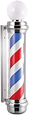 OMWAH Classic Barber Pole 34. 5" Rotating LED Stripes Light Hair Salon Open Sign Red White Blue Waterproof Indoor/Outdoor