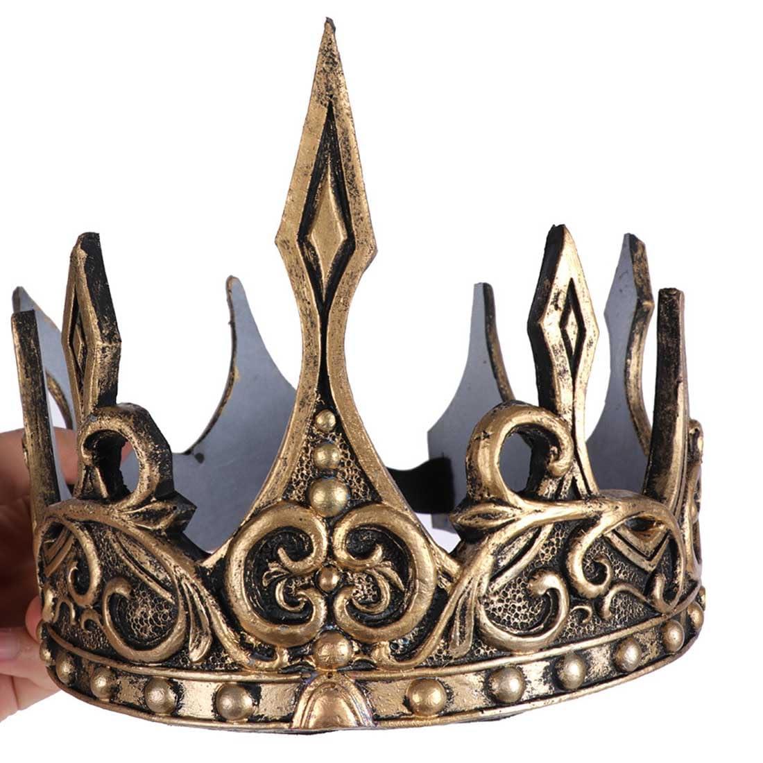Danshinbow Danshinbow King Crown Costume Men Decor Medieval Dress King Crowns King Tiara Foam Headwear Crown 3D Cosplay Props (Brown)
