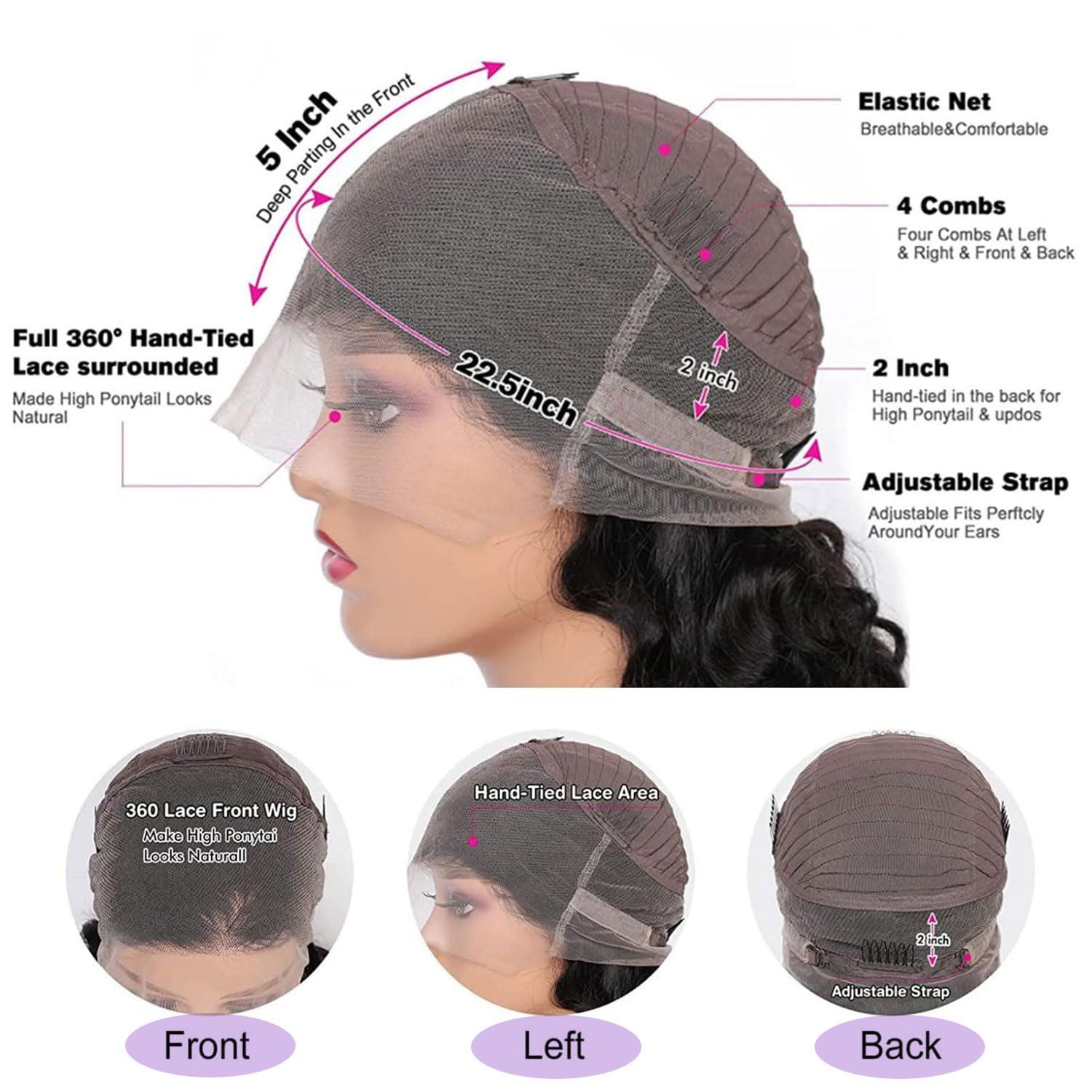 celaude celaude Body Wave 360 Lace Front Wigs Human Hair Pre Plucked 360 Full Lace Frontal Human Hair Wigs for Women Hd Lace Wig with Baby Hair Around Natural Color 32 inch