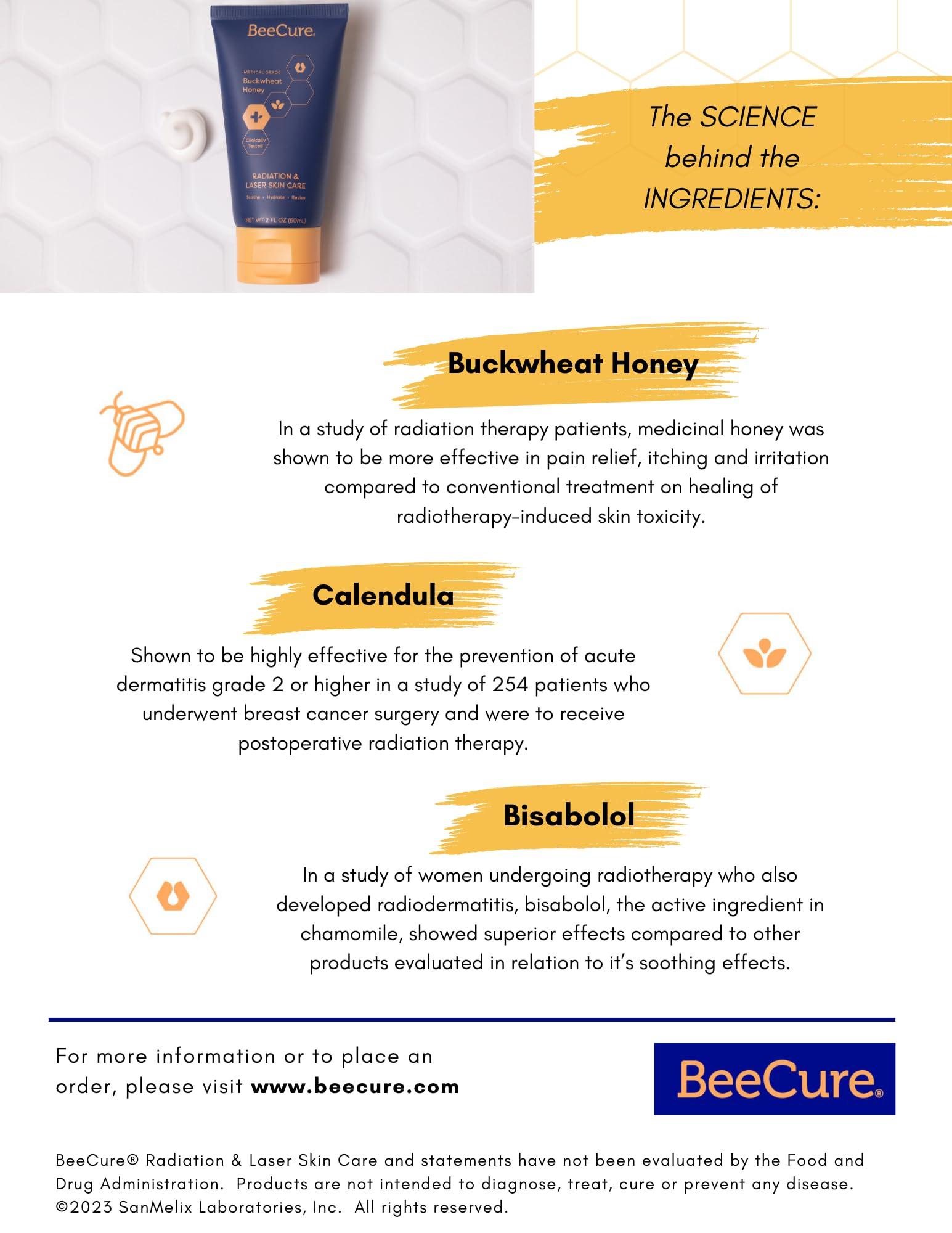 BeeCure BeeCure Radiation Relief and Laser Burn Cream Skin Care Cream, Burn Relief Cream with Buckwheat Honey & Calendula, 60ml Tube
