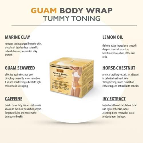 Guam Guam TUMMY & WAIST, Stomach Wrap for Cellulite Reduction, Tighten Loose Belly Skin | Anti-Cellulite Lipo Wraps for Stomach, Seaweed + Caffeine | Cellulite Remover Tummy Wrap, 1.1LB