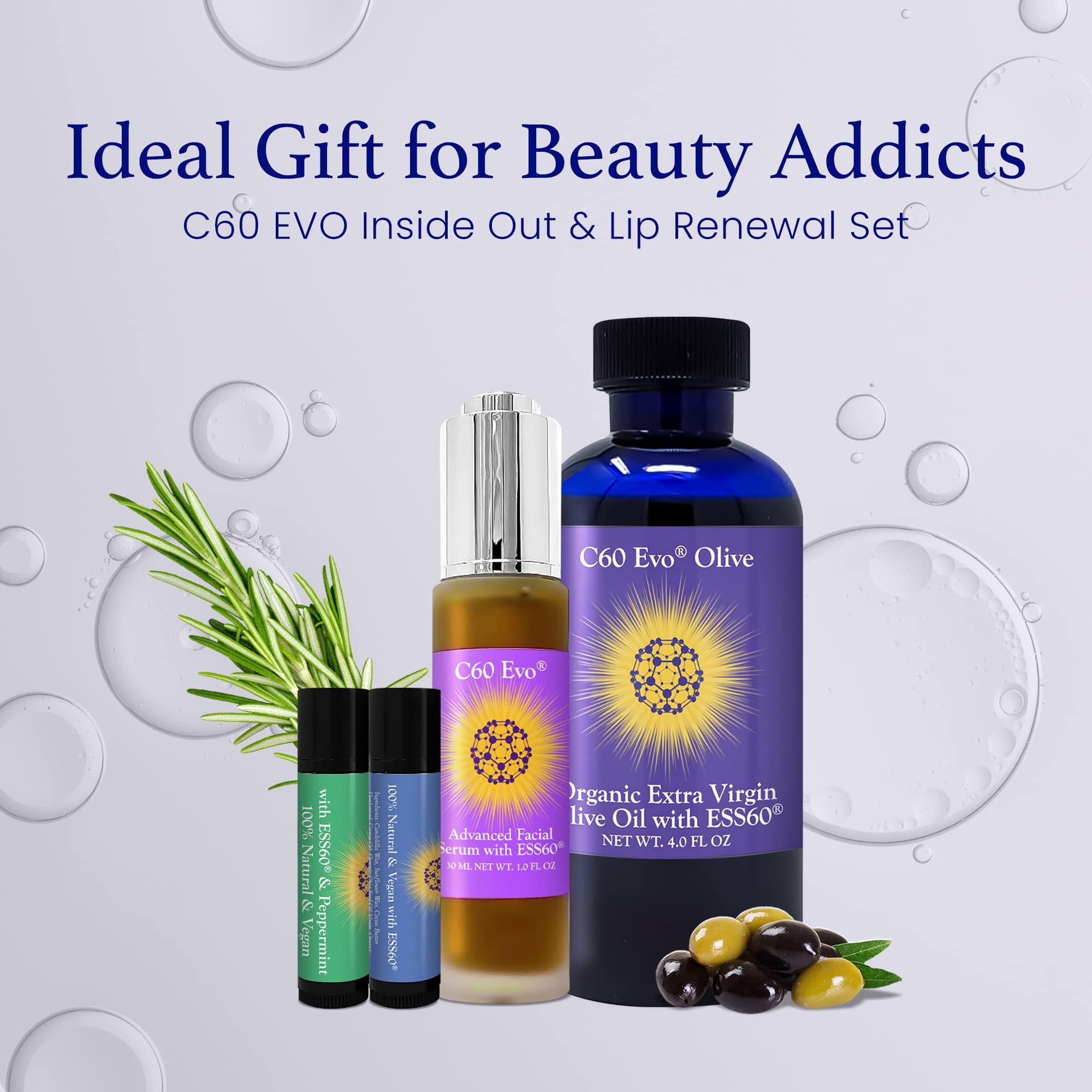 NinthAvenue Basics C60 Evo C&Evo Inside & Out & Lips Set - 4 Fl Oz Skincare Set - Moisturizing, Long-lasting