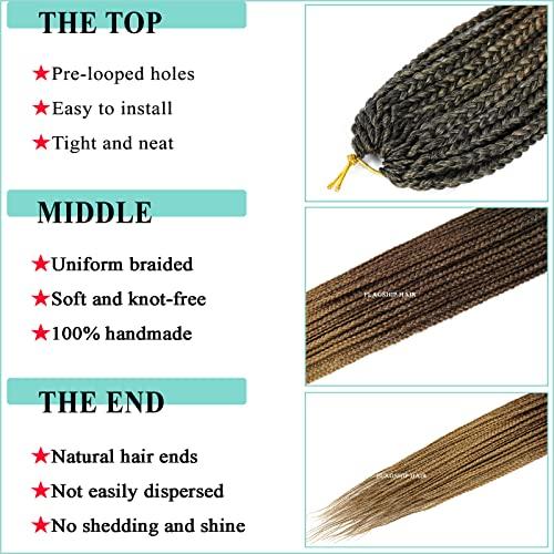 Flagship Crochet Box Braids Crochet Hair Prelooped 24 Inch 8 Packs T30/27 Ombre Goddess Box Braids Crochet Hair 3x Box Braided Synthetic Braiding Hair Crochet Braids Hair for Black Women Extensions
