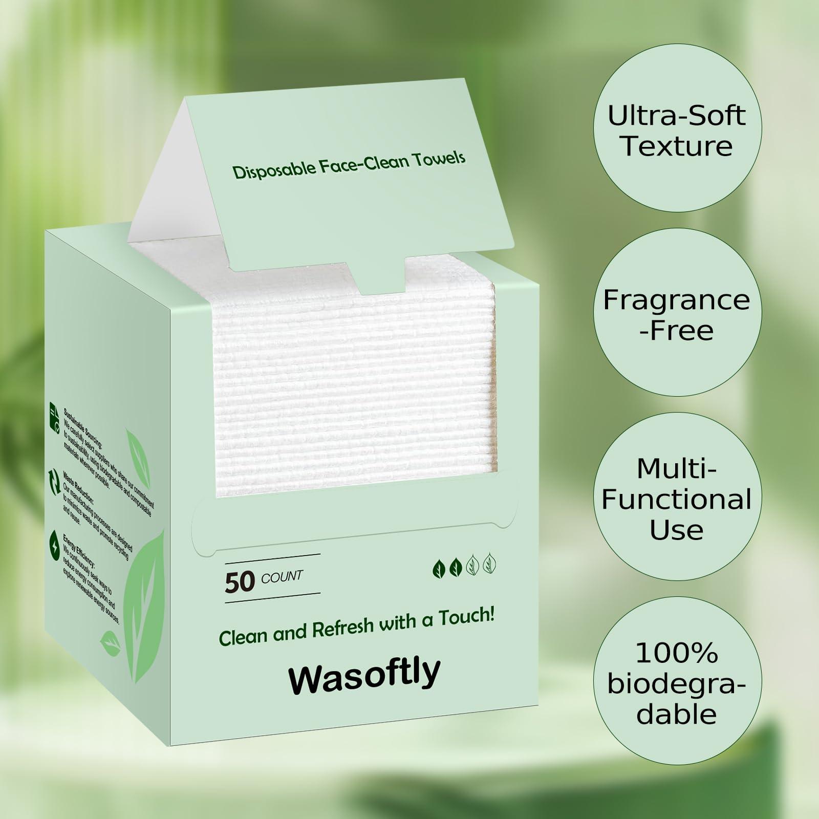 Wasoftly Generic Wasoftly Soft Cleansing Towelette Dry Wipes for Face Drying,Washing, Disposable Face Towelette, Makeup Remover Dry Wipes, Ultra Soft, 50 Ct, 1 Pack,Skin Care,Makeup Removing