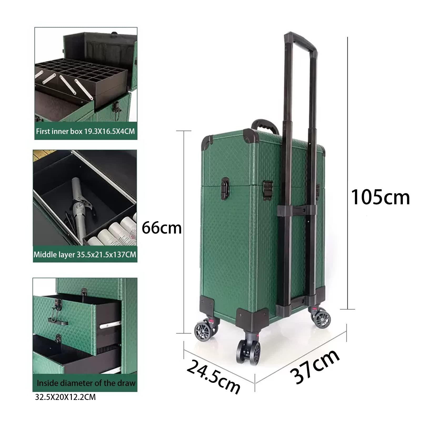 HJXGQJM Rolling Makeup Case Professional Makeup Train Case Makeup Artist Travel Organizer Aluminium Make Up Case, Make Up Artist Train Case Hairdressing Tools Organiser With Wheels, Black cosmetic case ( Colo