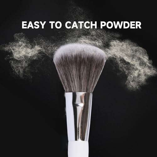 Brush Master Brush Master Travel Makeup Brushes Set w/Pouch, 5PCS Double Ended Portable Mini Cosmetic Brushes Kit for Foundation, Eyeshadow, Lip, Blush Make Up Brushes Professional(White)