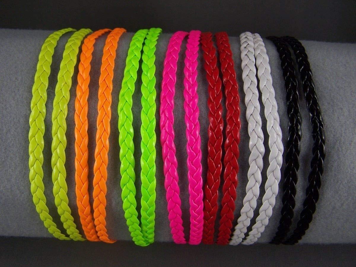 Wholesale Fashion HeadBand Yellow Thin Skinny Braid Double Headband Faux Leather Braided Stretch Elastic Headbands For Women