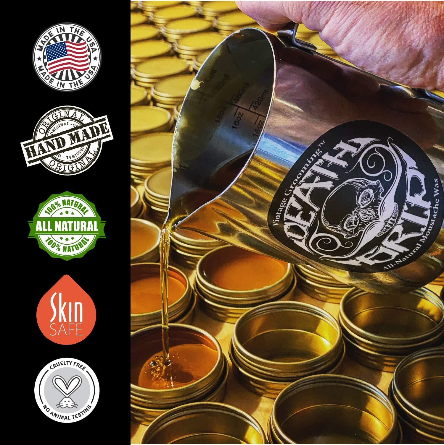 The Vintage Beard Company Moustache Care Gift Set by Vintage Grooming Co. | Death Grip & Sudden Death Mustache Wax & Comb Kit