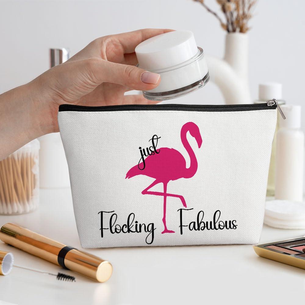 Henhesaha Flamingo Gifts, Pink Flamingo Makeup Bag, Flamingo Decor Stuff Summer Vacation Cosmetic Bag for Women Flamingo Lovers Best Friend Girls Birthday Christmas Graduation Friendship Travel Toiletry Bag