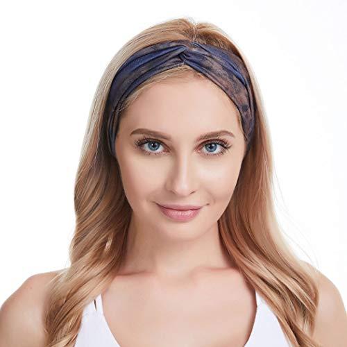 Bohend Bohend Boho Headband Wide Flower Boho Bandeau Criss Cross Elastic Daily Use Yoga Athletic Hair Accessories for Women and Girls (A)