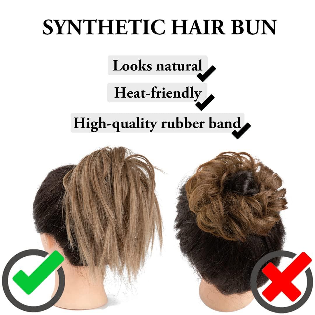 Generic Synthetic Fake Hair Messy Bun hair bun Elastic Flexible Band Scrunchy Scrunchie Curly Hairpiece Synthetic Extension Dark 1 PC