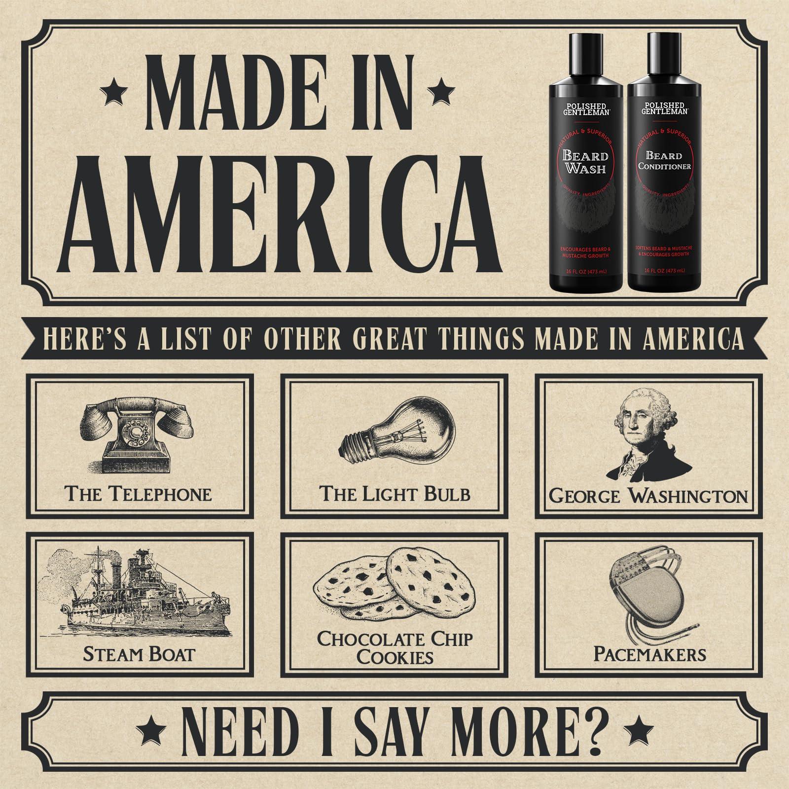 Polished Gentleman Polished Gentleman Beard Wash and Conditioner Set - Softens and Strengthens - Beard Shampoo with Growth Oil - Moisturizer & Beard Thickener - Tea Tree Unscented - Paraben-Free & Sulfate-Free (16oz)
