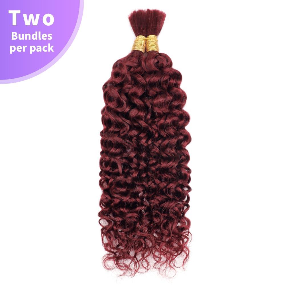 kloiynj Human Braiding Hair Water Wave Bulk Human Hair For Braiding 100g (1pack-2bundles) No Weft 100% Unprocessed Virgin Human Braiding Hair For Boho Braids Water Wave Micro Braiding Human Hair 16inch #99J