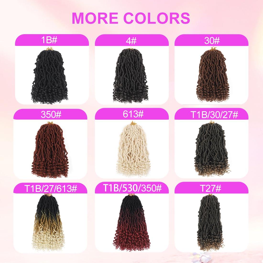 Gizane 14 Inch Goddess Soft Locs Crochet Braids 7 Packs T1B/530/350 Faux Locs Crochet Braids Hair With Curly Ends Synthetic Bohemian Locs Braiding Hair (14 Inch (Pack of 7), T1B/530/350#)