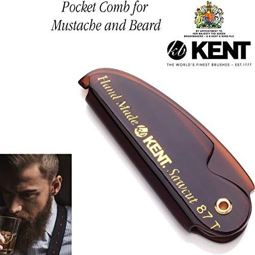 KENT Kent 87T Handmade Folding Pocket Comb for Men, Fine Tooth Hair Comb Straightener for Everyday Grooming Styling Hair, Beard or Mustache, Use Dry or with Balms, Saw Cut Hand Polished, Made in England