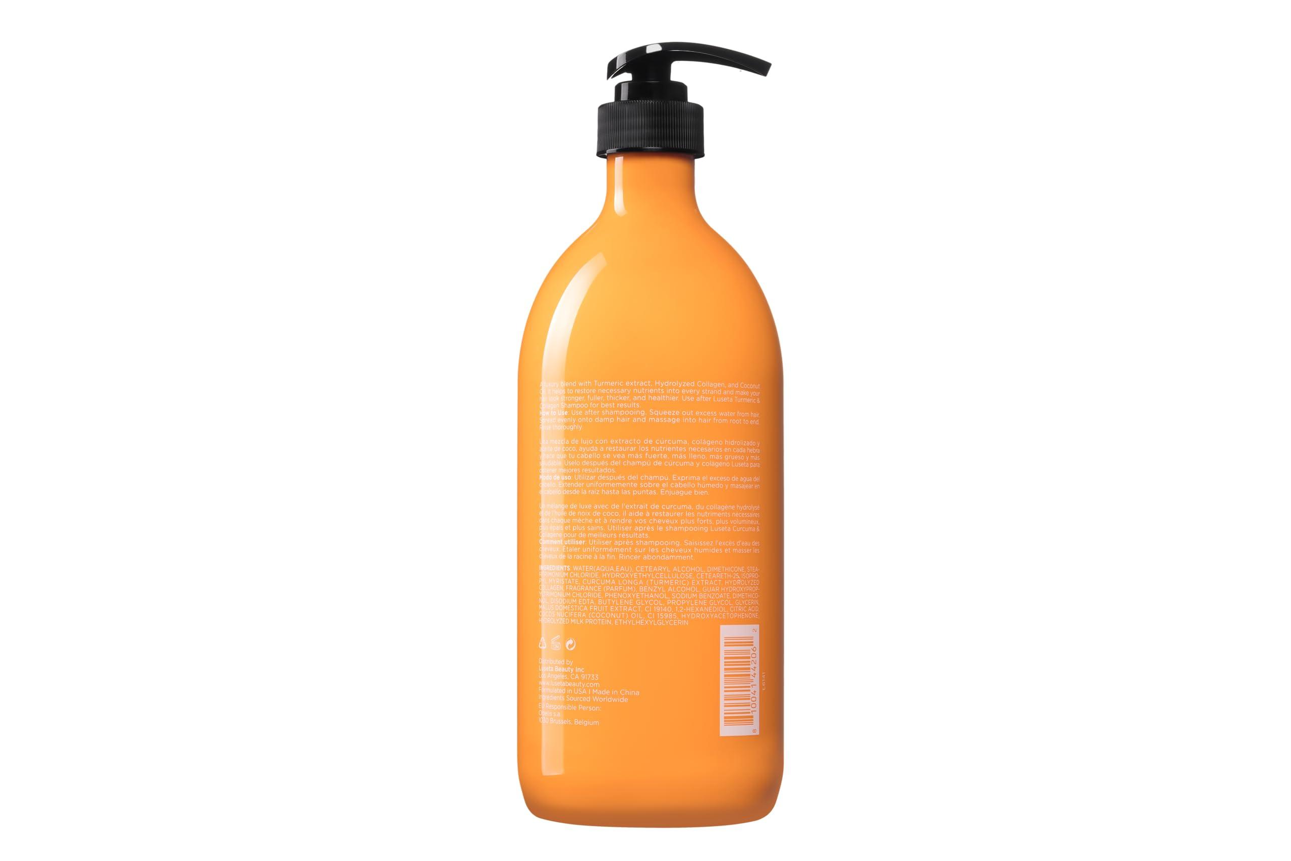 L LUSETA Luseta Shampoo and Conditioner Set with Turmeric & Collagen, Hair Volumizing Shampoo for Thin or Oil Hair, Sulfate and Parabens Free 2x33.8Oz