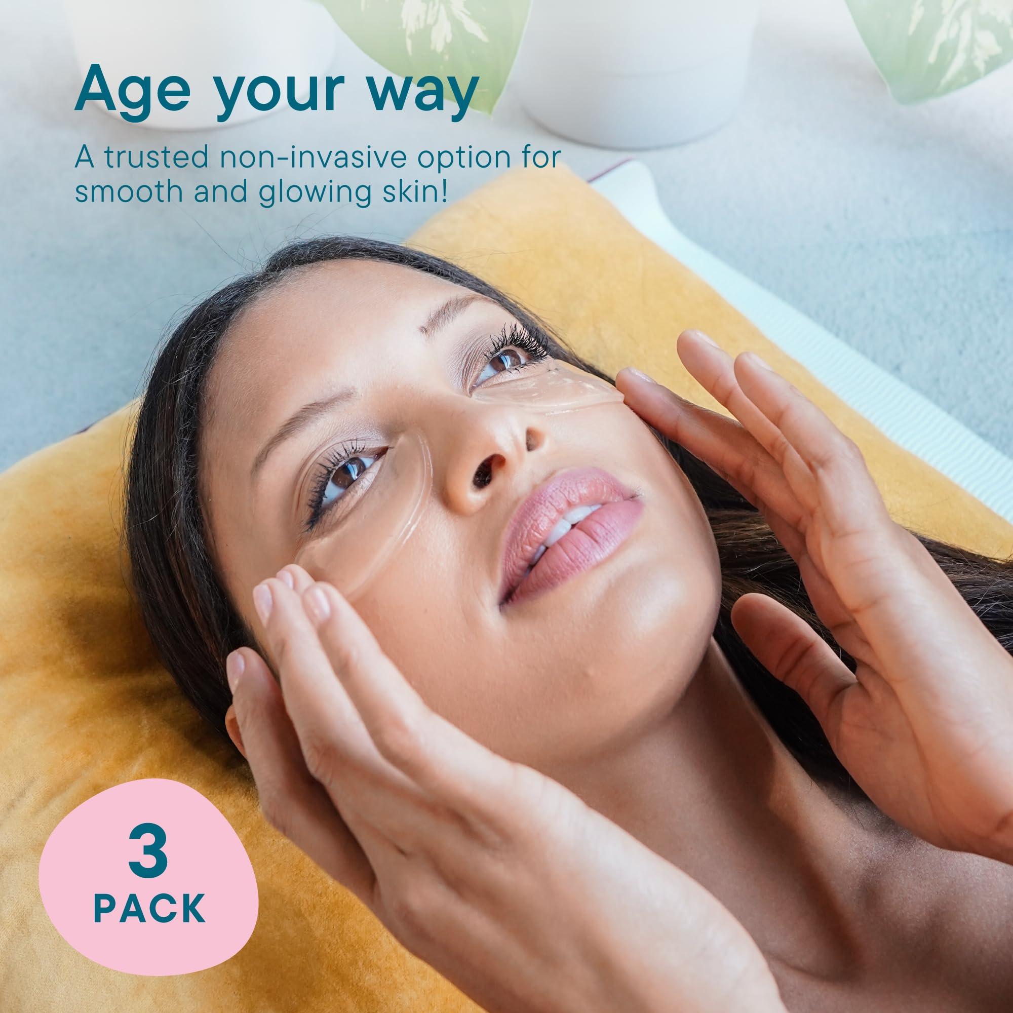 FROWNIES Frownies Under Eye Gel Patches for Puffy Eyes - Dark Circles with Cactus Collagen - Reusable, 3 Pack