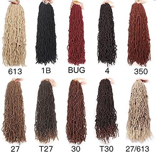 XTREND Xtrend 7 Packs New Faux Locks Crochet Braids Hair 24 Inch Most Natural Soft Locks Crochet Hair Extend Pre-Looped Synthetic Braiding Hair 18Strands Hair Extensions For Women BUG#