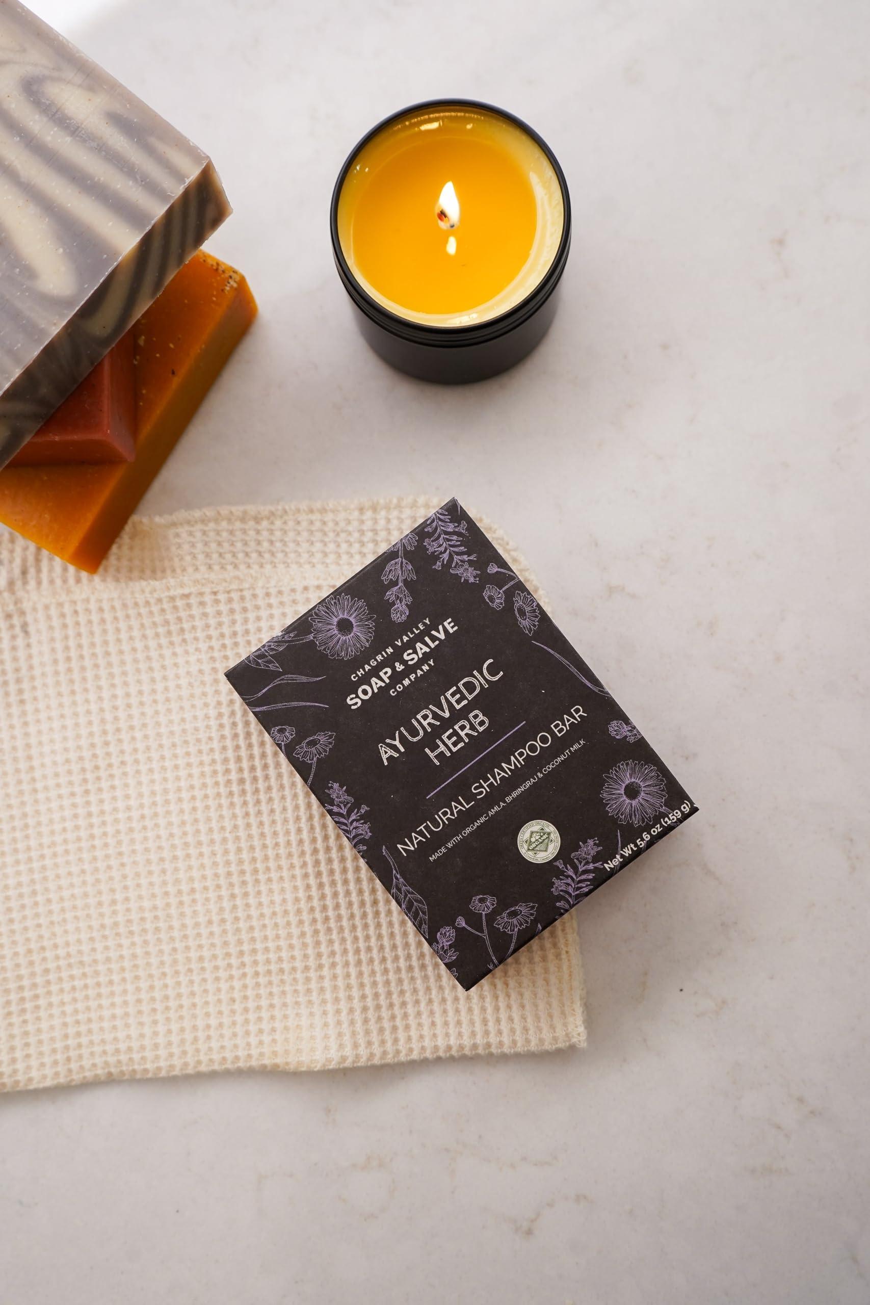 Chagrin Valley Soap & Salve Chagrin Valley Soap & Salve Ayurvedic Organic Shampoo & Body Wash Soap Bar - Nurtures Dandruff & Dull Hair - Sulfate Free Shampoo - Sustainable, Vegan Handmade Soap  5.6 oz Women & Mens Soap Bar