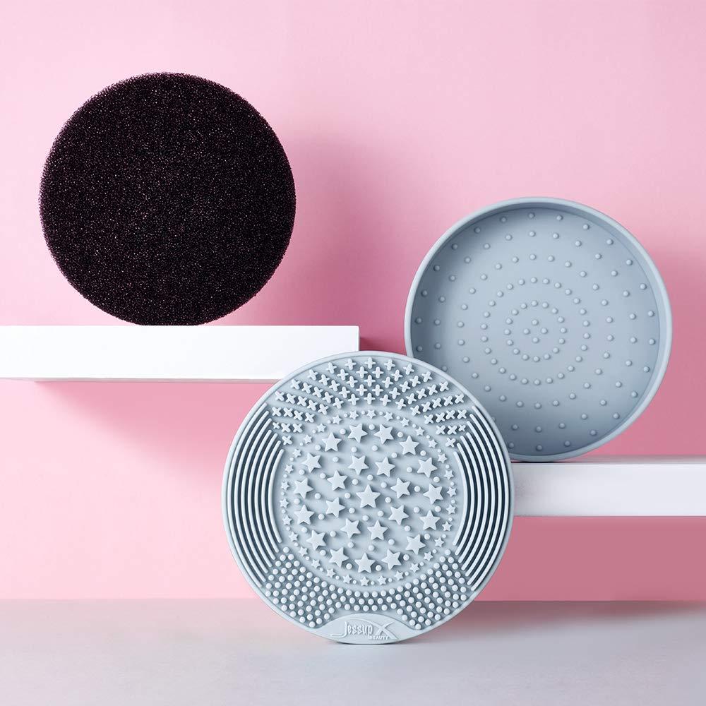 Jessup Jessup Pink 2pcs Makeup Brushes T497 with Brush Cleaning Mat A005