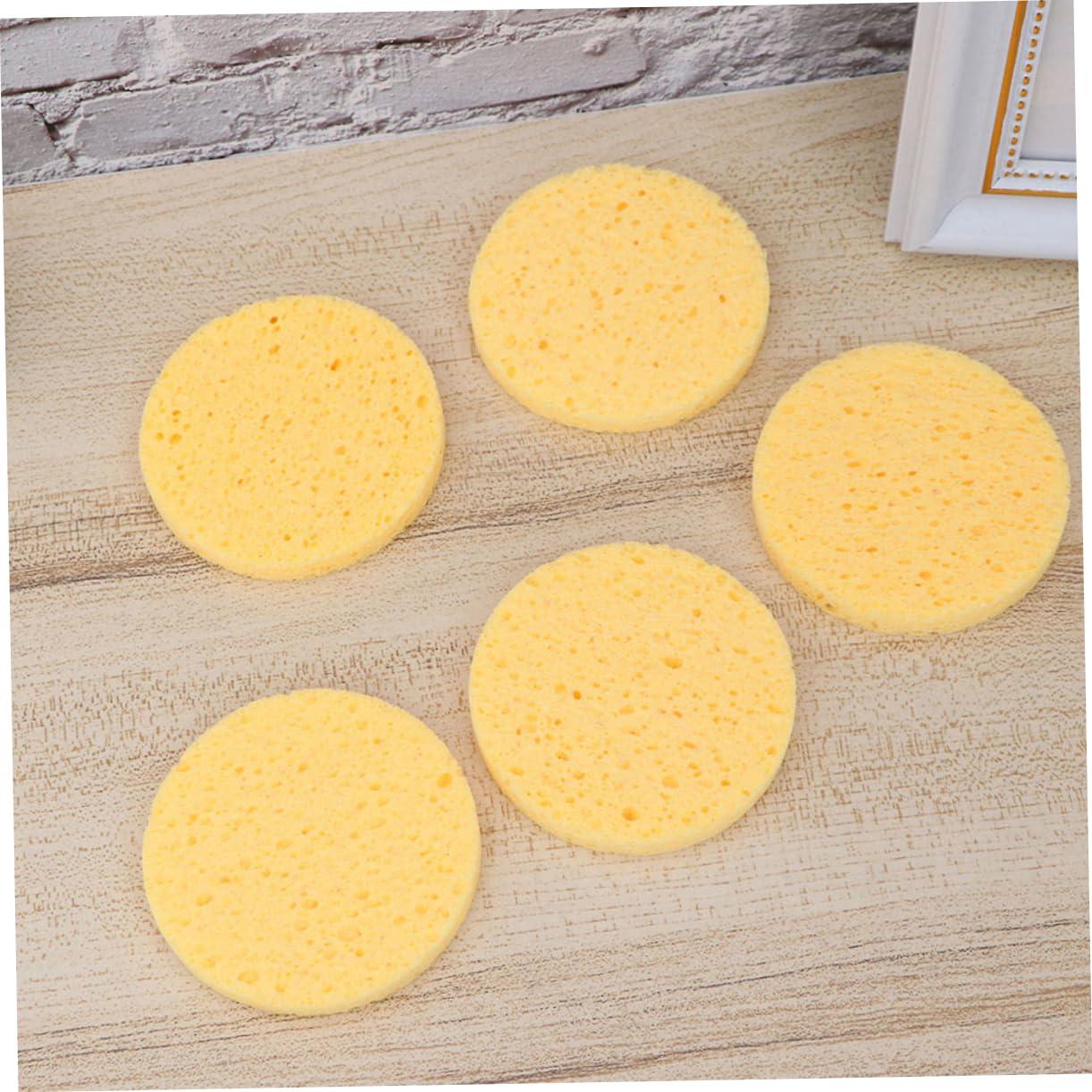PLAFOPE PLAFOPE 50pcs Clean Makeup Tools Car Wash Large Facial Cleaning Products Face Wash Sponge Holder Bowl Puff Yellow Wood Pulp Cotton