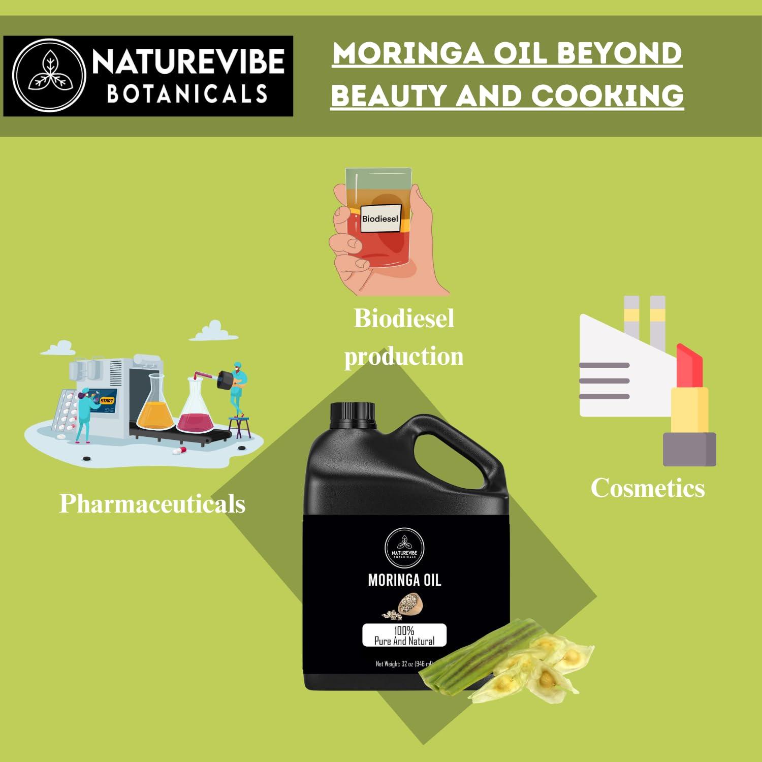 Naturevibe Botanicals Naturevibe Botanicals Moringa Oil 32 Ounces | 100% Pure and Natural | Great for Skin Care and Hair Care