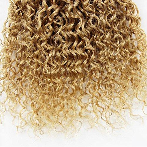 Generic Honey Blonde Malaysian Kinky Curly Human Hair Weave Bundles Pure 27 Strawberry Blonde Curly Human Hair 3 Bundles Lot Kinky Curly Light Brown Hair Extensions Double Wefts 10-30" (16 18 18)