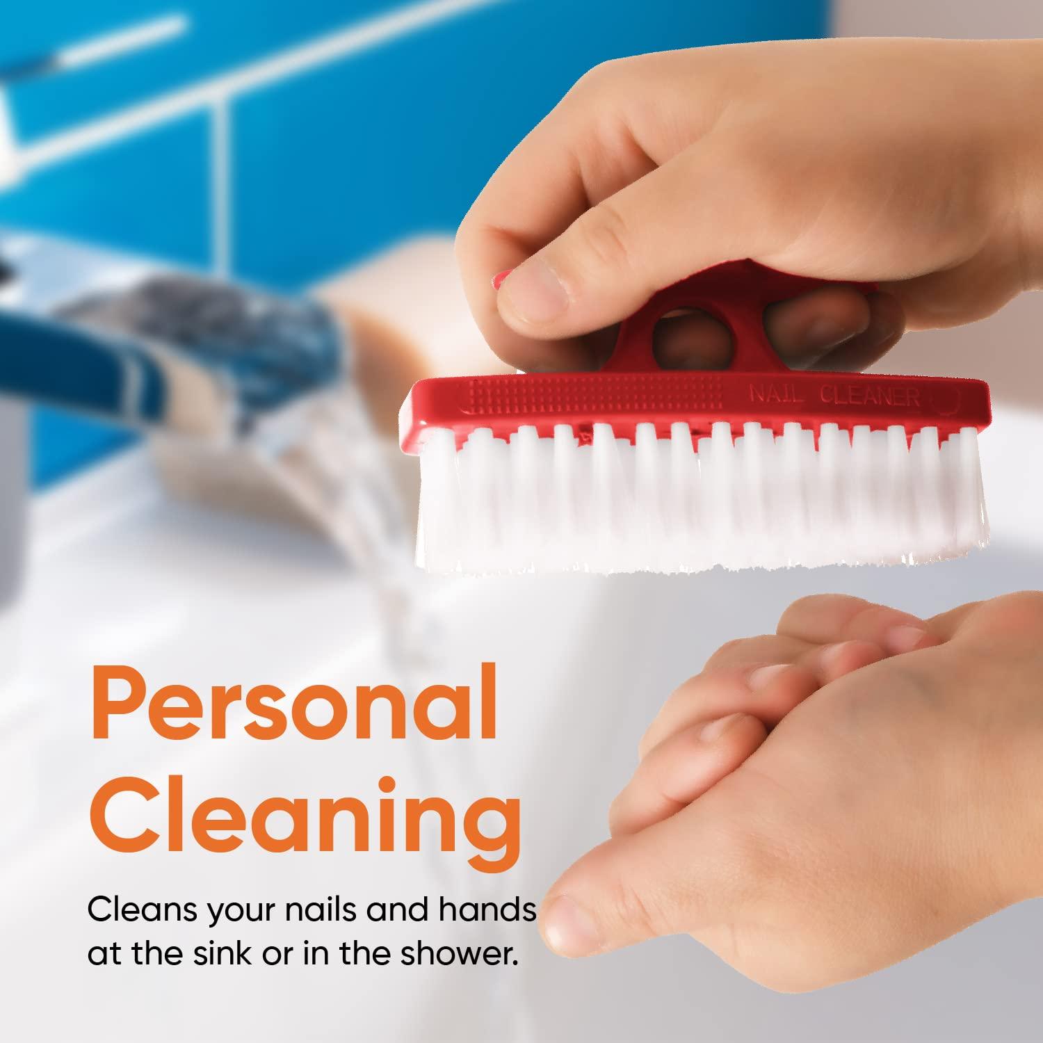 Superio Superio Nail Brush for Cleaning Fingernails, Nail Scrubber Brush, Toe Foot Hands Fingernail Brush Cleaner- Small Scrub Brush- All-Purpose Stiff Cleaning Brush for Home, (6 Pack, Red)