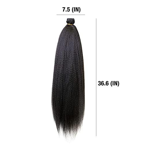 Darling Darling Kinky Straight Ponytail Hair Extension (1 Pack), Natural Black & Soft Texture, Drawstring Wrap Around Clip in Yaki, 1X per Pack, 26 Inch, 1B