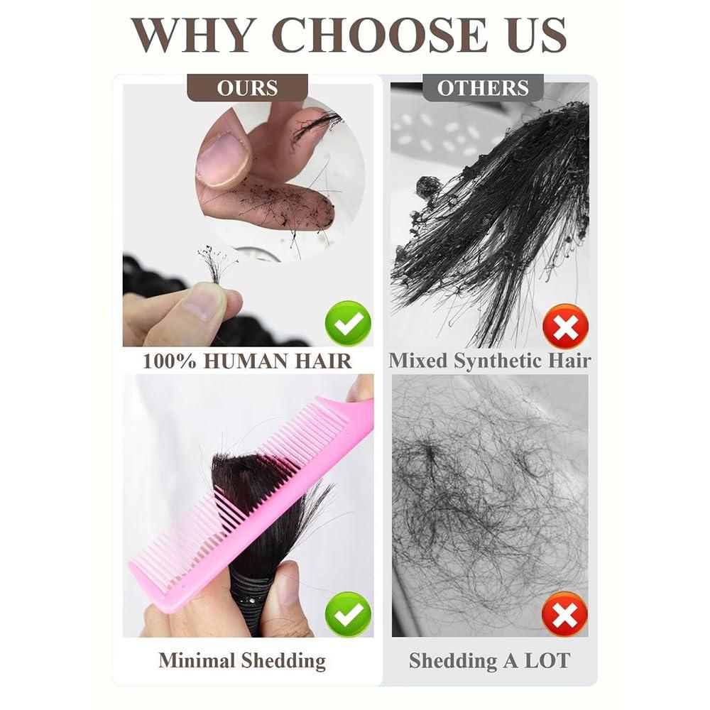 MUNONG Human Braiding Hair for Boho Braids Human Hair 100g 2 Bundles Deep Wave Bulk Human Hair for Braiding No Weft Curly Braiding Hair Bulk Hair Extensions Real Human Hair Natural Color 14 Inch