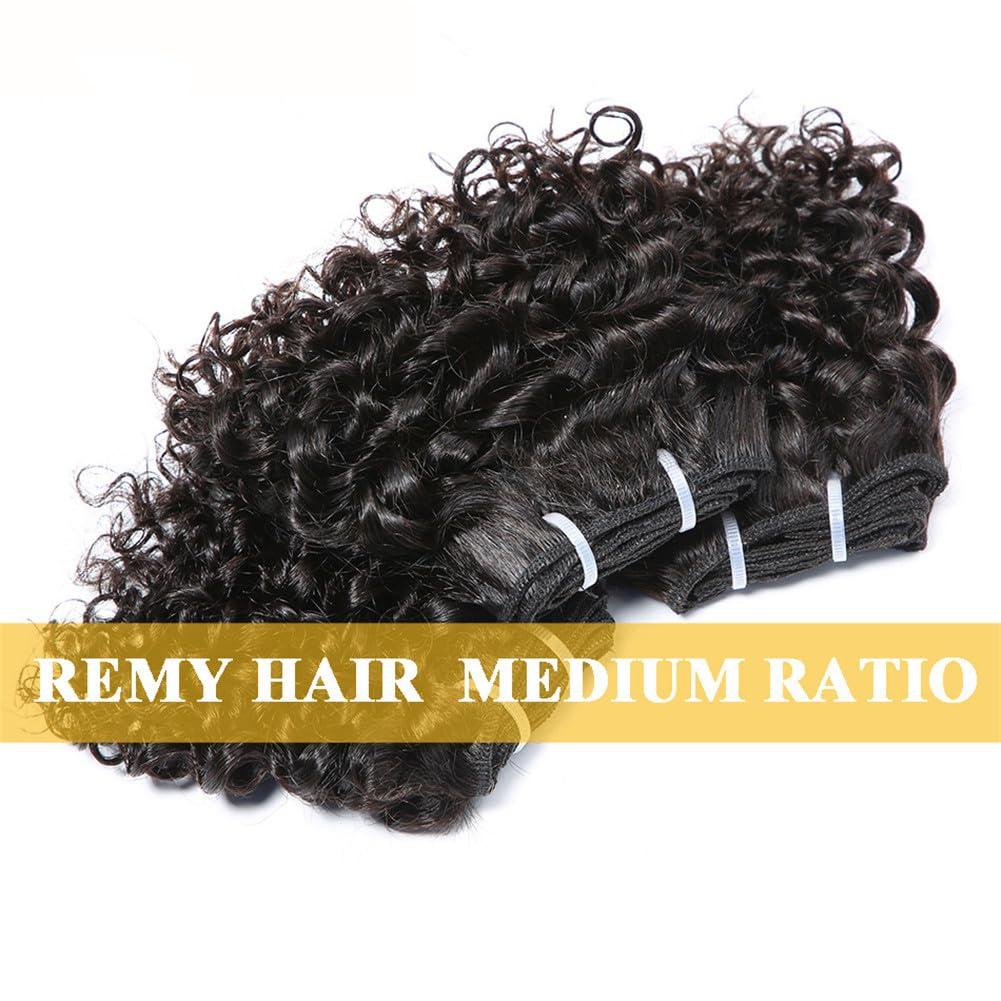 Youllyuu Short Kinky Curly Brazilian Hair Weave Bundles 100% Remy Human Hair Extensions Dark Brown Raw Jerry Curly Hair Bundle Dark Brown 6inches#3Pcs