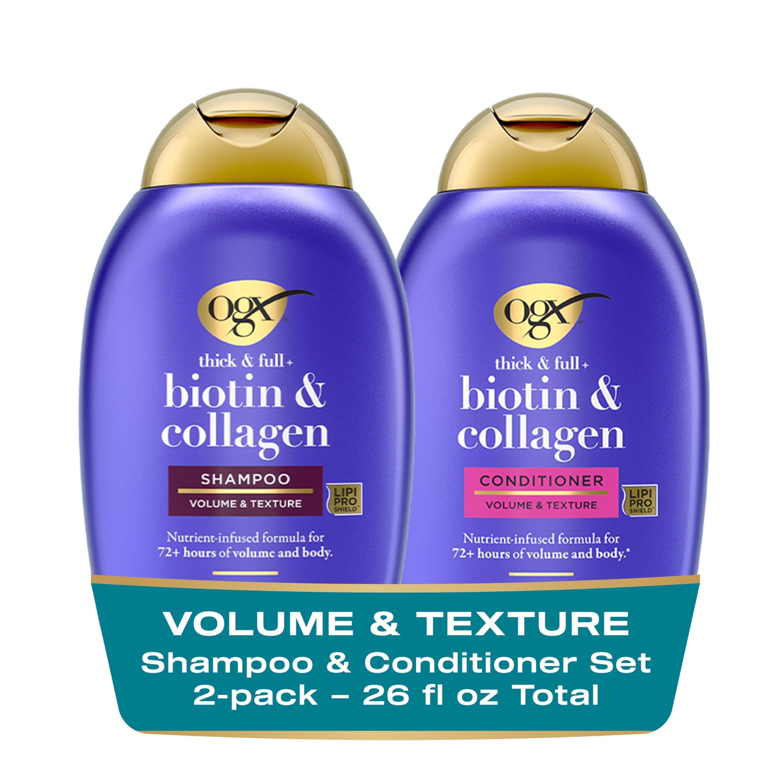 OGX OGX Thick & Full + Biotin & Collagen Shampoo & Conditioner Set, (packaging may vary), Purple, 13 Fl Oz (Pack of 2)
