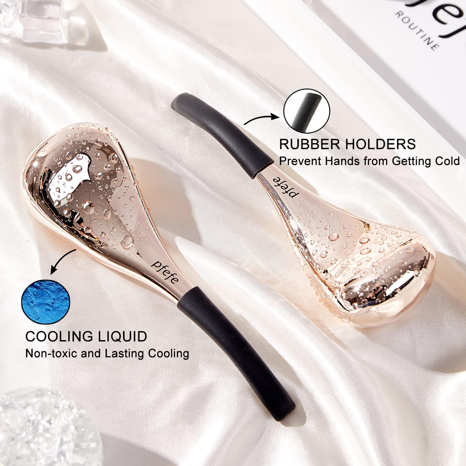 pfefe Pfefe Cryo Sticks for Face, Ice Globes Cryo Globes for Facials, Esthetician Supplies Gifts, Unbreakable Stainless Steel Ice Roller Cooling Spa Balls with Storage Case