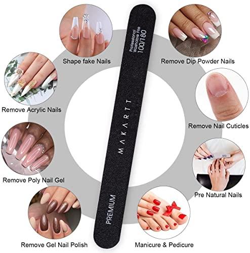 Makartt Makartt Nail File 100 180 Grit Emery Boards for Nails 10pcs Black Nail Files Professional Washable Doubled Sides Nail File Kit for Natural Acrylic Nails Coarse for DIY Salon Use