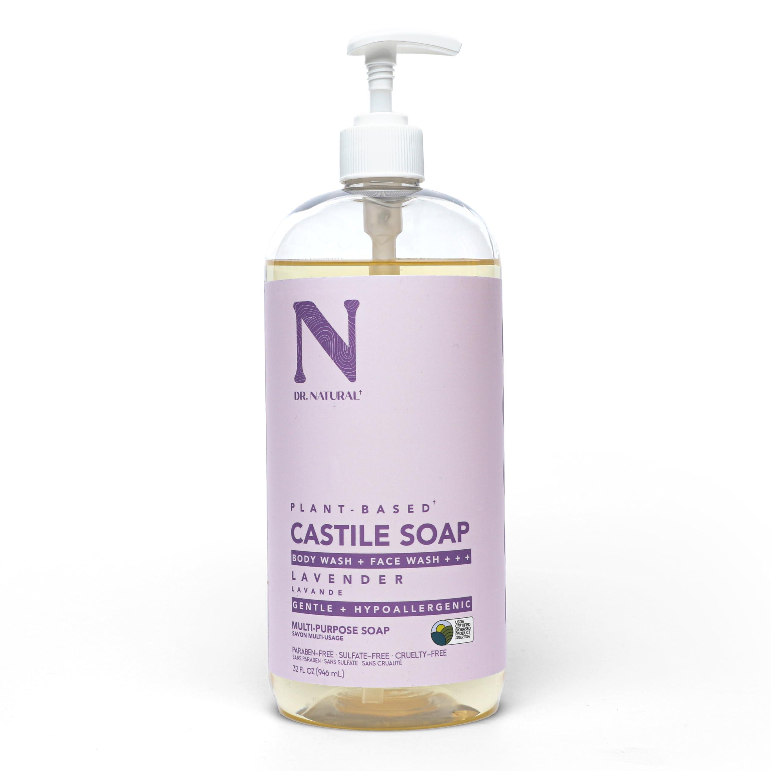 Dr. Natural Dr. Natural Castile Liquid Soap, Lavender, 32 oz - Plant-Based - Made with Organic Shea Butter - Rich in Coconut and Olive Oils - Sulfate and Paraben-Free, Cruelty-Free - Multi-Purpose Soap