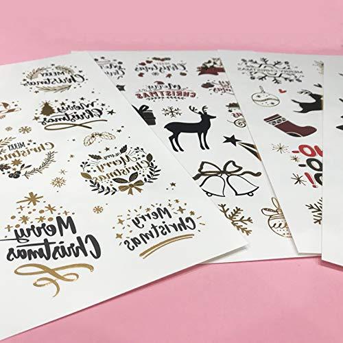 EVERJOY Everjoy Metallic Christmas Decorations Temporary Tattoos - 100+ Glitter Tattoo Designs, Merry Christmas Party Favors, Santa Claus, Snowflake, Mistletoe, Christmas Eve Gifts for Kids and Adults