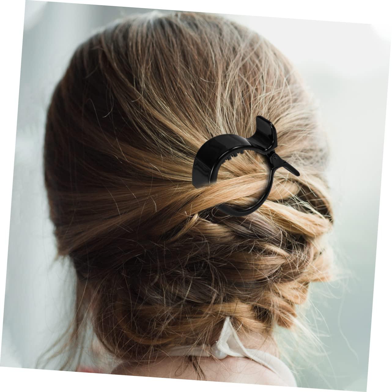 WOONEKY WOONEKY 2Pcs Black Round Inner Toothed Hair Clip Fish Tail Clip Ponytail Holder Strong Tension Hair Claw for Secure Styling and Comfortable Hold