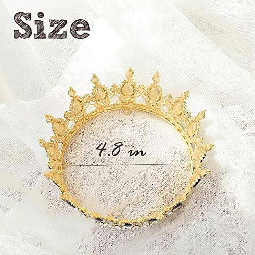 Fairyu Fairyu Crowns and Tiaras Baorque Silver Rhinestone Vintage Bride Wedding Crowns Birthday Crown Cake Topper Costume Headband Tiara for Women and Girls (Champagne)