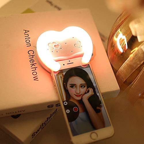 Coersd Coersd LED Ring Fill Light Online Live Selfie Photograph Take a Video Cosmetic Heart-Shaped Makeup Mirror (Pink)