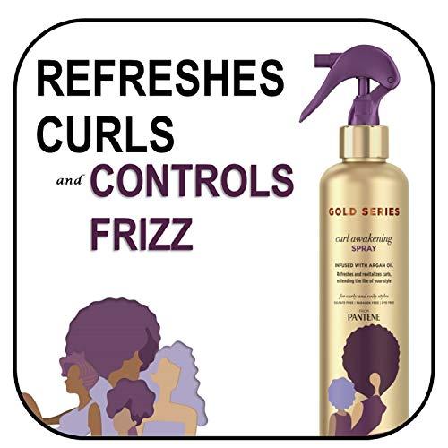 Pantene Pantene Gold Series Curl Awakening Spray, for Curly and Coily Hair, Infused with Argan Oil, 8.4 Fl Oz