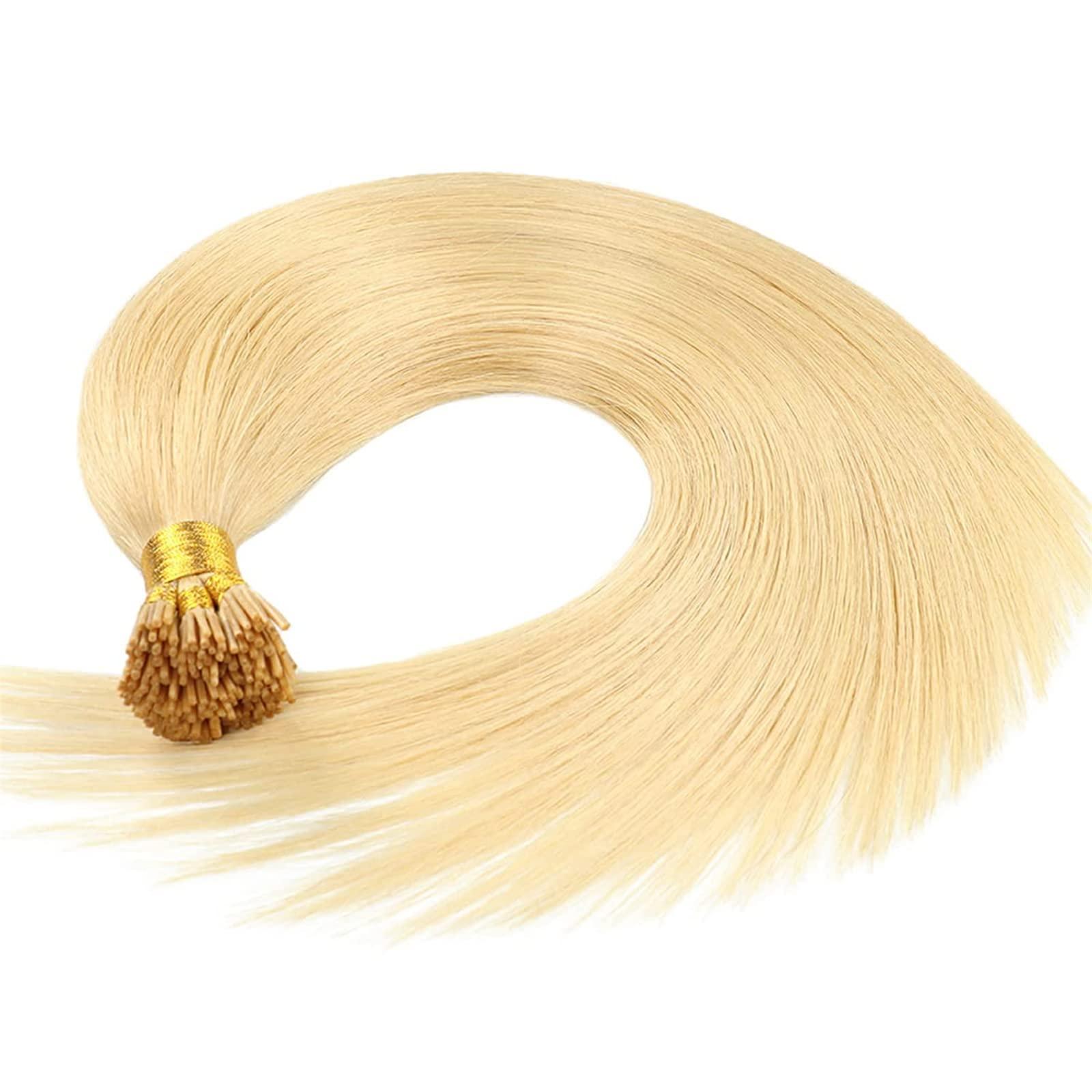 SCIAZA SCIAZA I Tip Cold Fusion Hair Extensions, 50G/100S Real Human Hair Extensions, Pre Bonded Keratin Hair Extensions,Blonde,20in