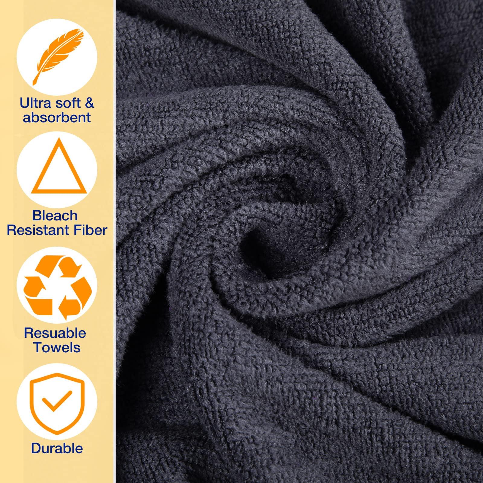 Newwiee Newwiee 72 Pack Microfiber Bleach Proof Towels Bulk for Salon 18 x 30 Inch Dry Lint Free Hair Drying Hand Towels for Hair, Gym, Bath, Spa, Shaving, Barber(Grey)