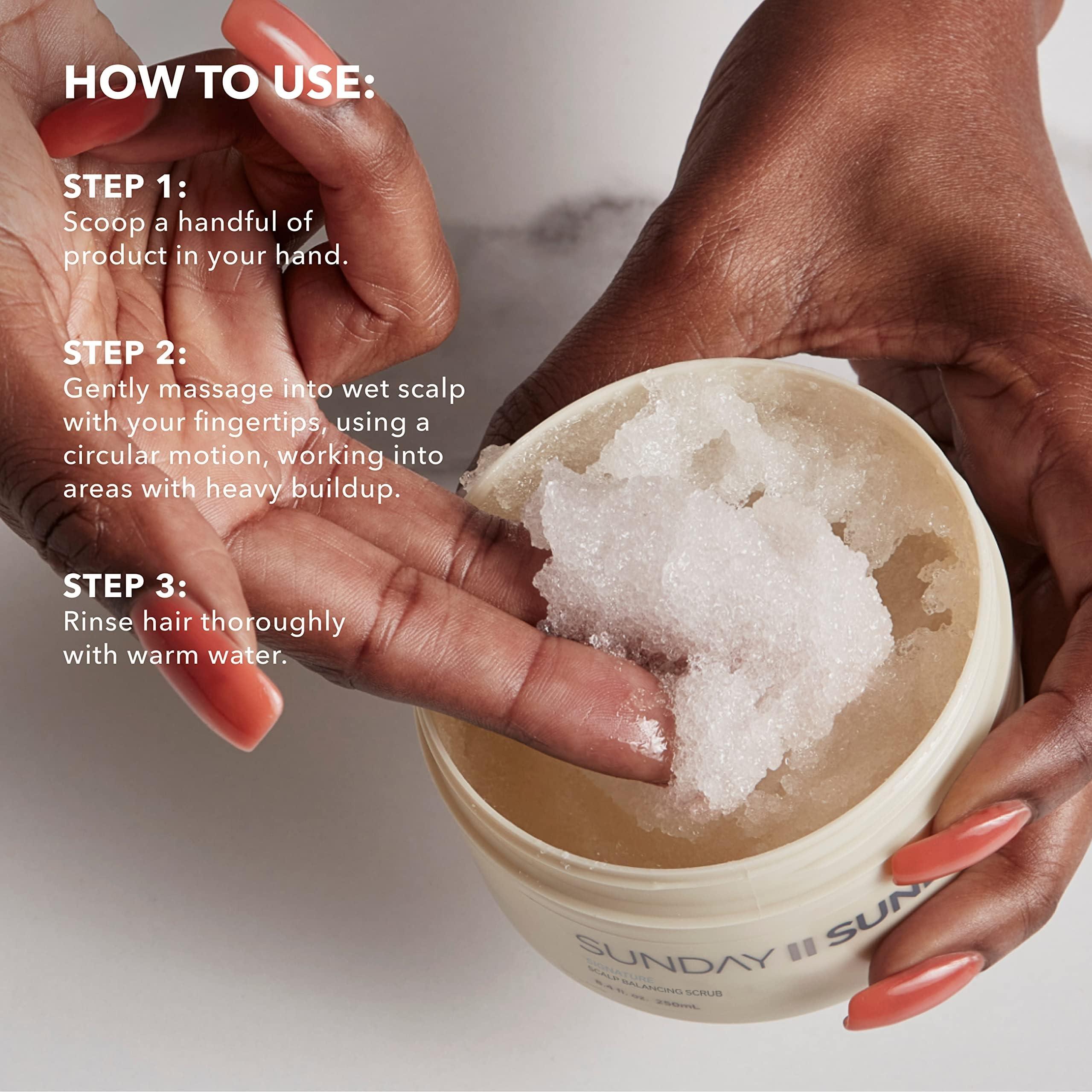 SUNDAY II SUNDAY SUNDAY II SUNDAY Deluxe Signature Hair Wash System, with Scalp Balancing Shampoo, Sugar Scrub, and Replenishing Conditioner, to Revitalize and Rejuvenate Strands, 8 piece Set